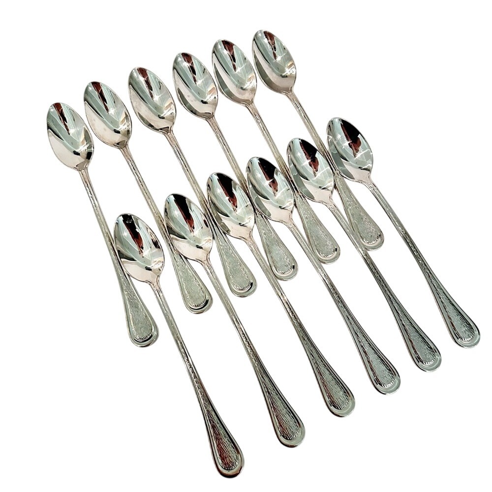 Lenox Barlowe Ice Tea Spoons Set of 12‎ 18/10 Glossy Hammered Stainless Steel